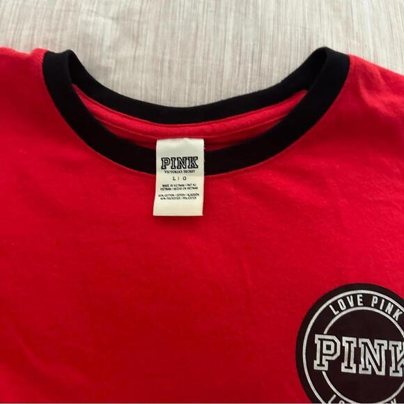PINK Victoria's Secret Women's Red and Gray Long Sleeve Top - Picture 4 of 5